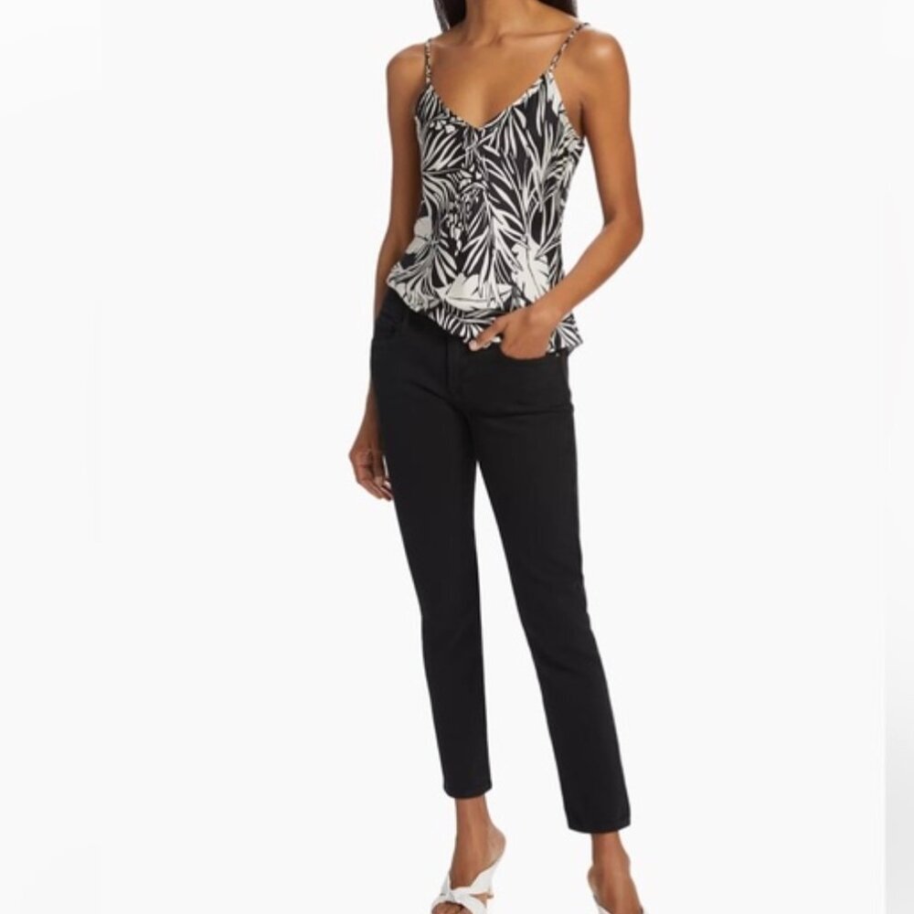 Frame Women's 100% Washable Silk Black Hawaiian Tropical Camisole Cami Top Sz M - Picture 15 of 16